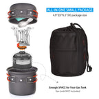 Odoland 6Pcs Camping Cookware Mess Kit With Lightweight Pot, Stove, Spork And Carry Mesh Bag, Great For Backpacking Outdoor Camp
