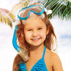 Kids Snorkel Swim Mask, Child Diving Mask Anti-Fog Swim Goggles With Nose Cover For Snorkeling Diving Swimming (Blue)