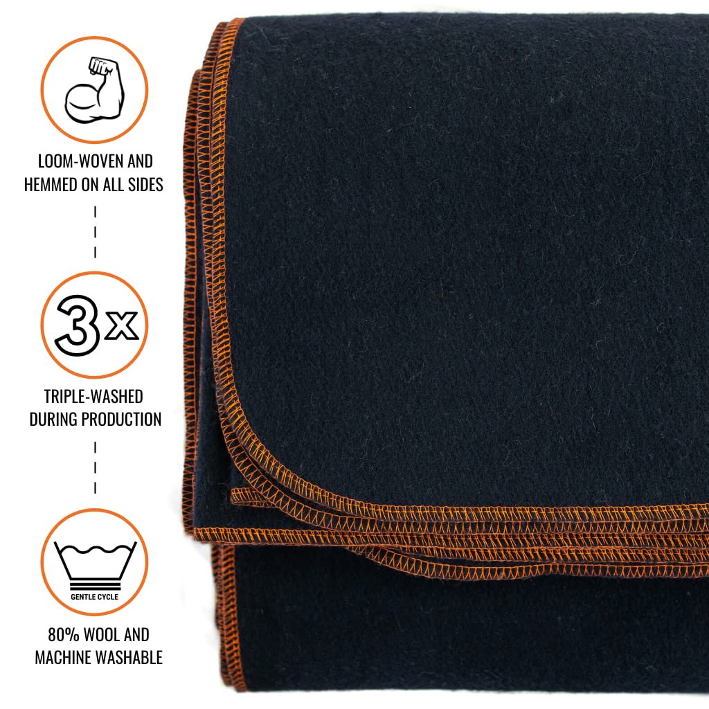 Arcturus Military Wool Blanket - 4.5 Lbs, Warm, Heavy, Washable, Large 64'' X 88'' - Great For Camping, Outdoors, Survival & Eme