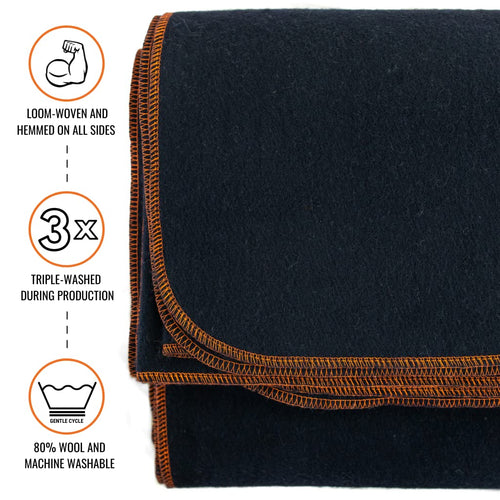 Arcturus Military Wool Blanket - 4.5 Lbs, Warm, Heavy, Washable, Large 64'' X 88'' - Great For Camping, Outdoors, Survival & Eme