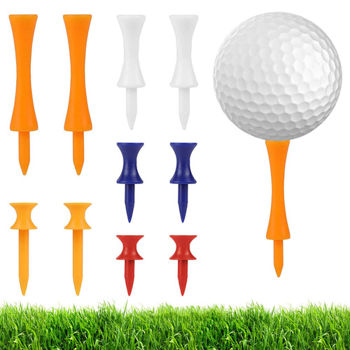 100Pcs Golf Tees Step Down, Plastic Castle Golf Tee, 5 Colors Each Of 20Pcs, Assorted Size 31/37/41/51/70Mm