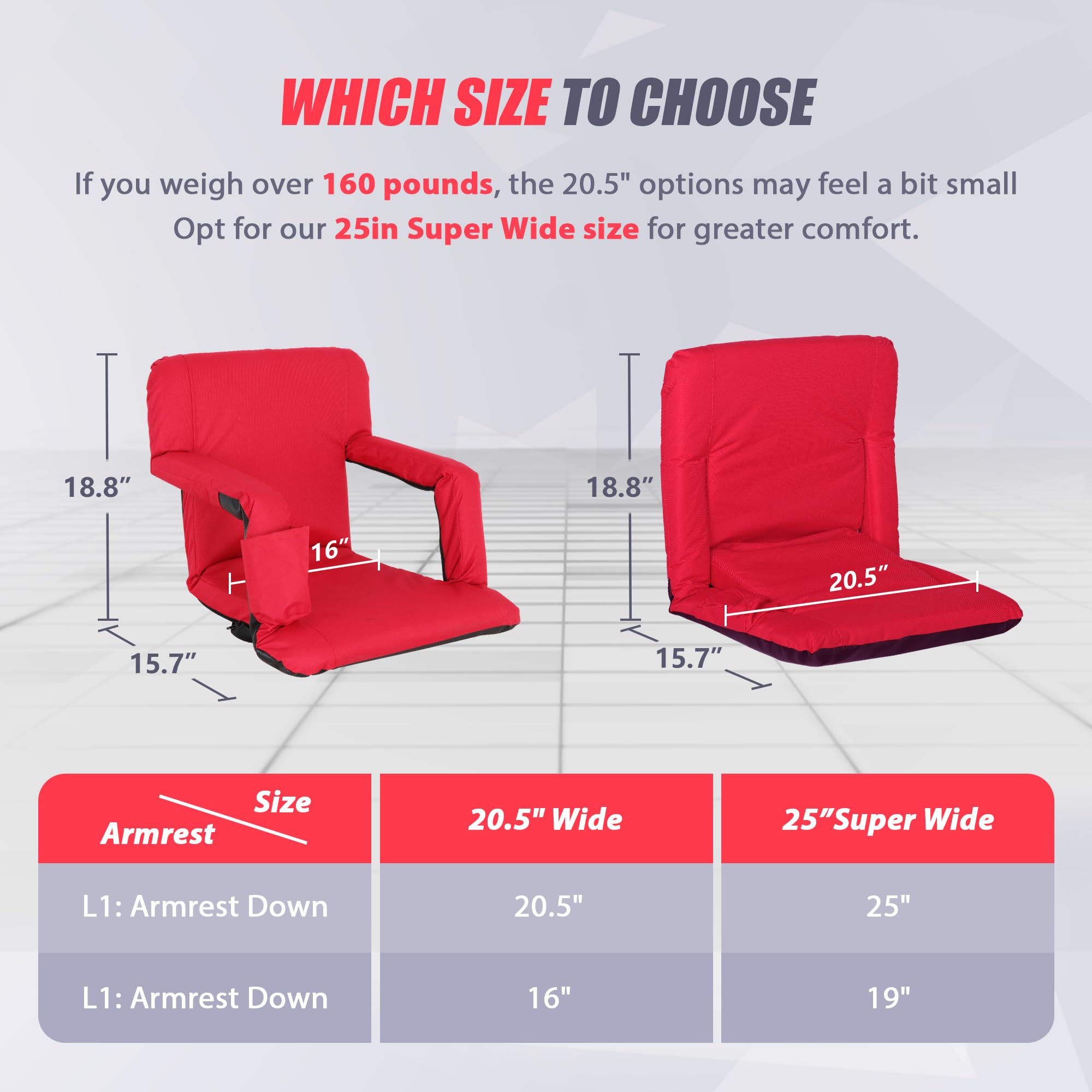 Wide Stadium Seat For Bleachers With Back Support -2 Pack Reclining Adults Camping Stadium Chair Extra Thick Cushion Bleacher Se