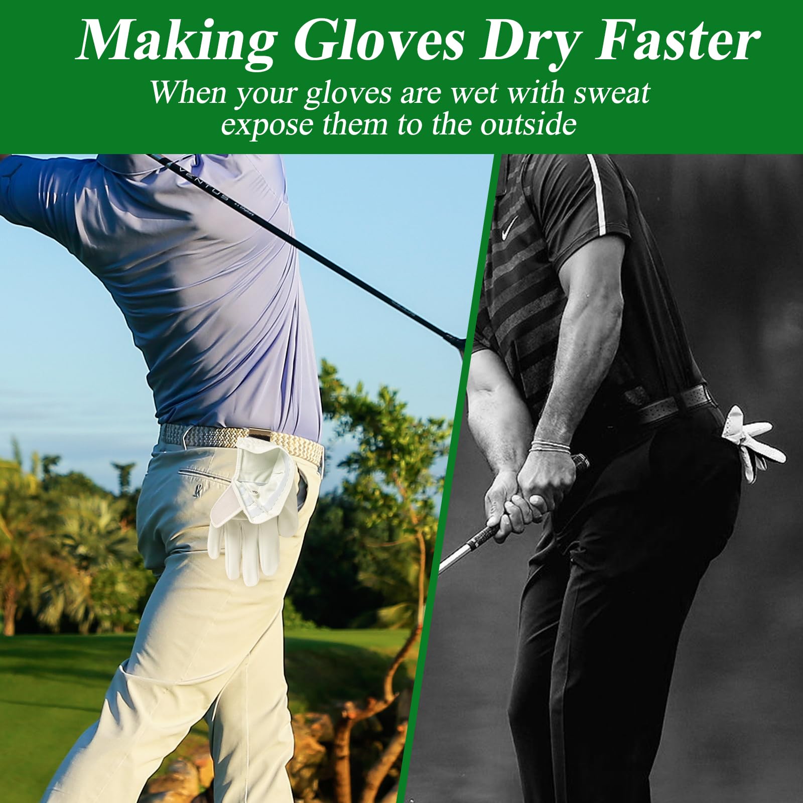 Zeenart Golf Glove Holder Gloves Case - Stainless Steel Hook With Storage Bag Golf Accessory For Men And Women Portable Golf Glo