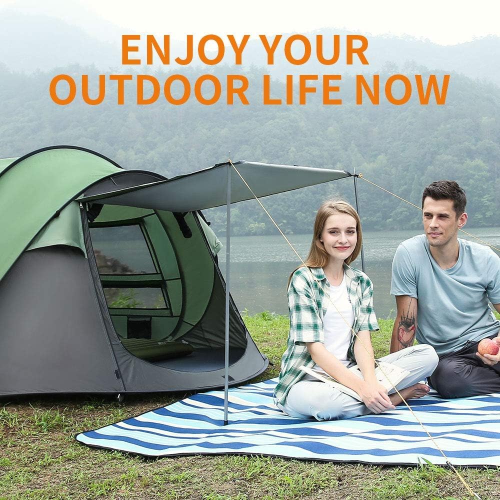 Hewolf 3-4 Person Pop Up Tents For Camping Easy Set Up Pop Up Tent Waterproof Portable Tent Automatic Setup With 2 Bigs Doors Fa
