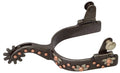 Weaver Leather Ladies Spur with German Silver Floral Trim and Copper Dots, Buffed Brown