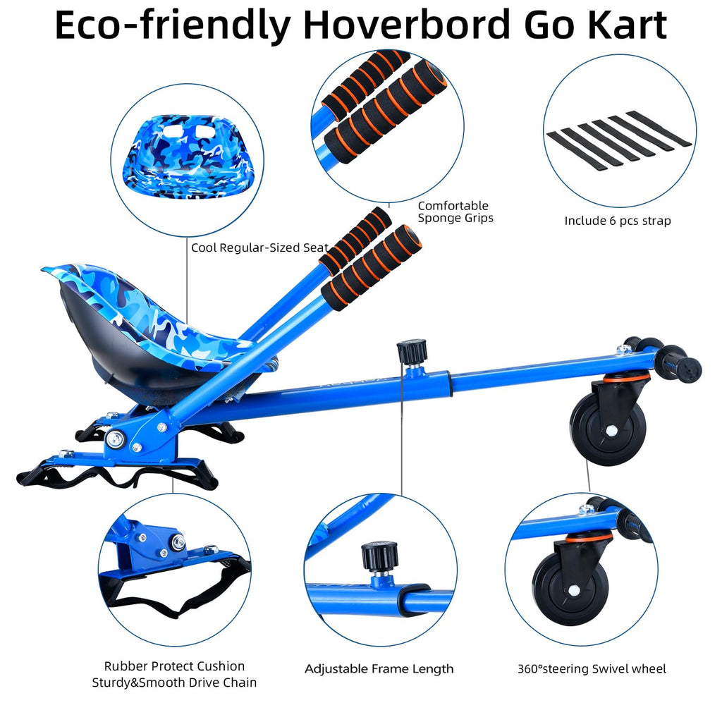 Yabbay Eco-Friendly Hoverboard Seat Attachment - Cool Seat, Swivel Wheel, Adjustable Length - Compatible With 6.5, 8, 8.5, 10 Ho