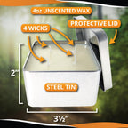 Se 4 Wicks Survival Candle In Tin Box, 48 Total Hours/12 Hours Per Wick Top Layer Soy Wax, Great Light Source Gear For Survival,