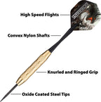 Fat Cat Warrior Steel Tip Darts, 18 Grams Black