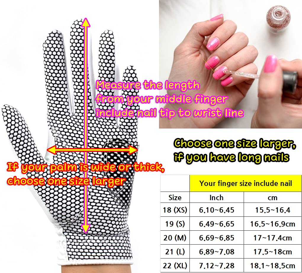 Gh Womens Leather Golf Gloves One Pair - Plain Both Hands (White, 19 (S))