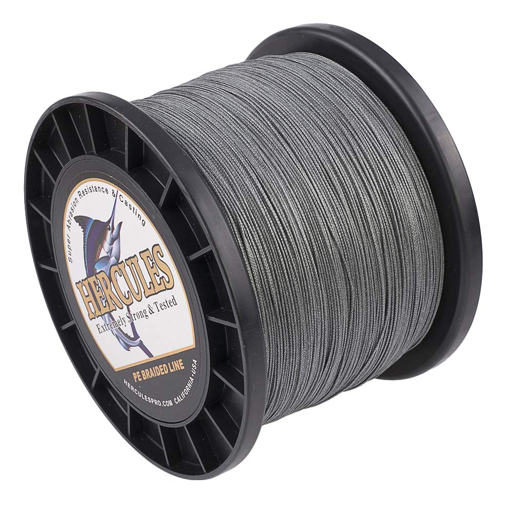Hercules Braided Fishing Line 2000M 2187Yds 10Lbs-200Lbs Pe Superline 8 Strands (Grey 180Lb/81Kg 0.70Mm)