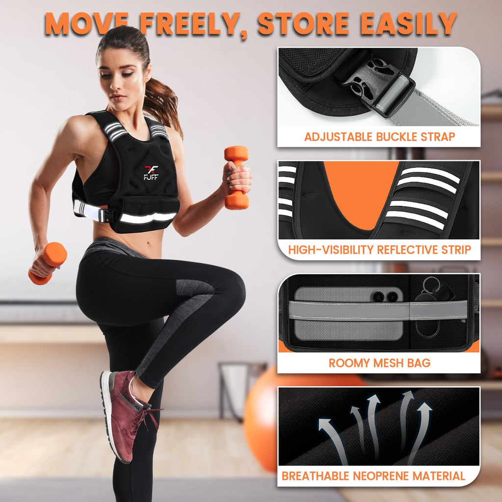 FUFF Weighted Vest Woman, 20-32 Lb Adjustable Weight Vest for Women Men, Female Strength Training Body Vest for Walking Exercise