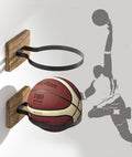 2 Pcs Wall Mount Basketball Holder with Wooden Base, Ball Storage Holders Display Rack for Autograph Basketball, Football, Socce