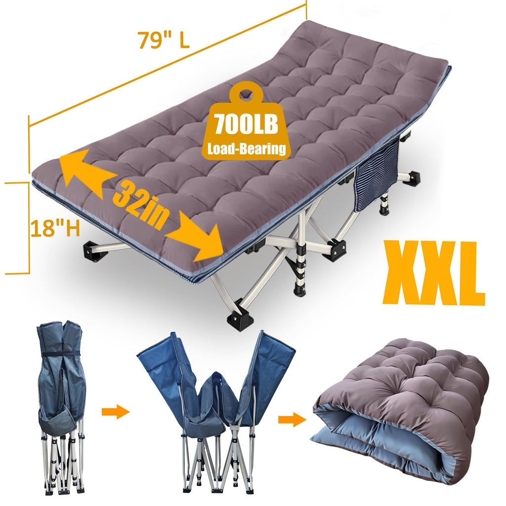 Nesdcc Oversize Xxl Camping Cot With Comfortable Mattress Extra Wide Cots For Sleeping Cot For Adults Folding Cot Camping Bed 79