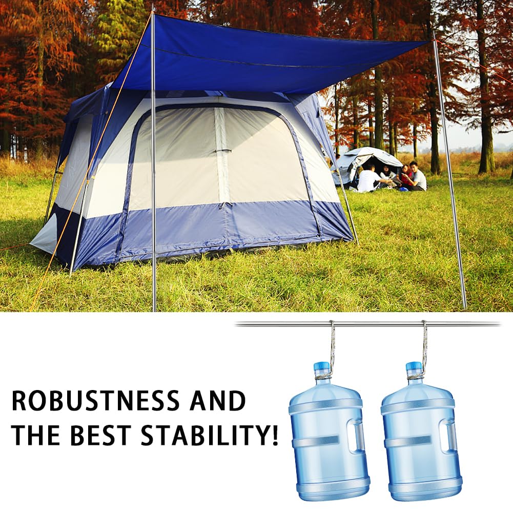 Tarp Pole Camping Tent Poles For Canopy Tarp Shelter Collapsible 74.8 Inches Poles, Awning Replacement Rain Fly Stainless Steel