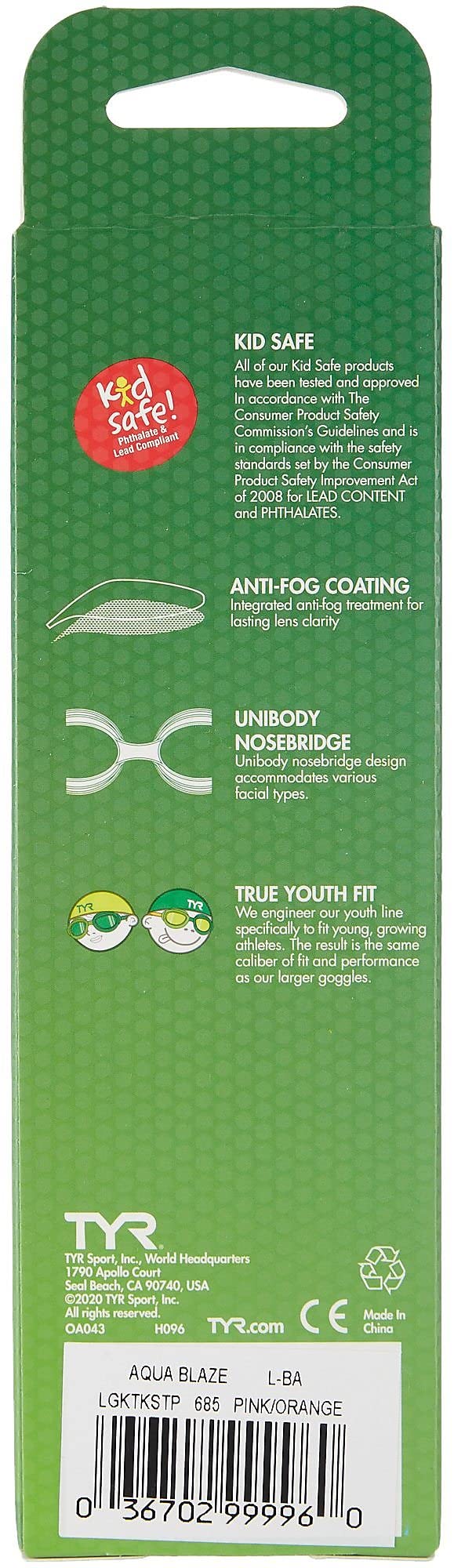 Tyr Sport Aqua Blaze Kids Goggle