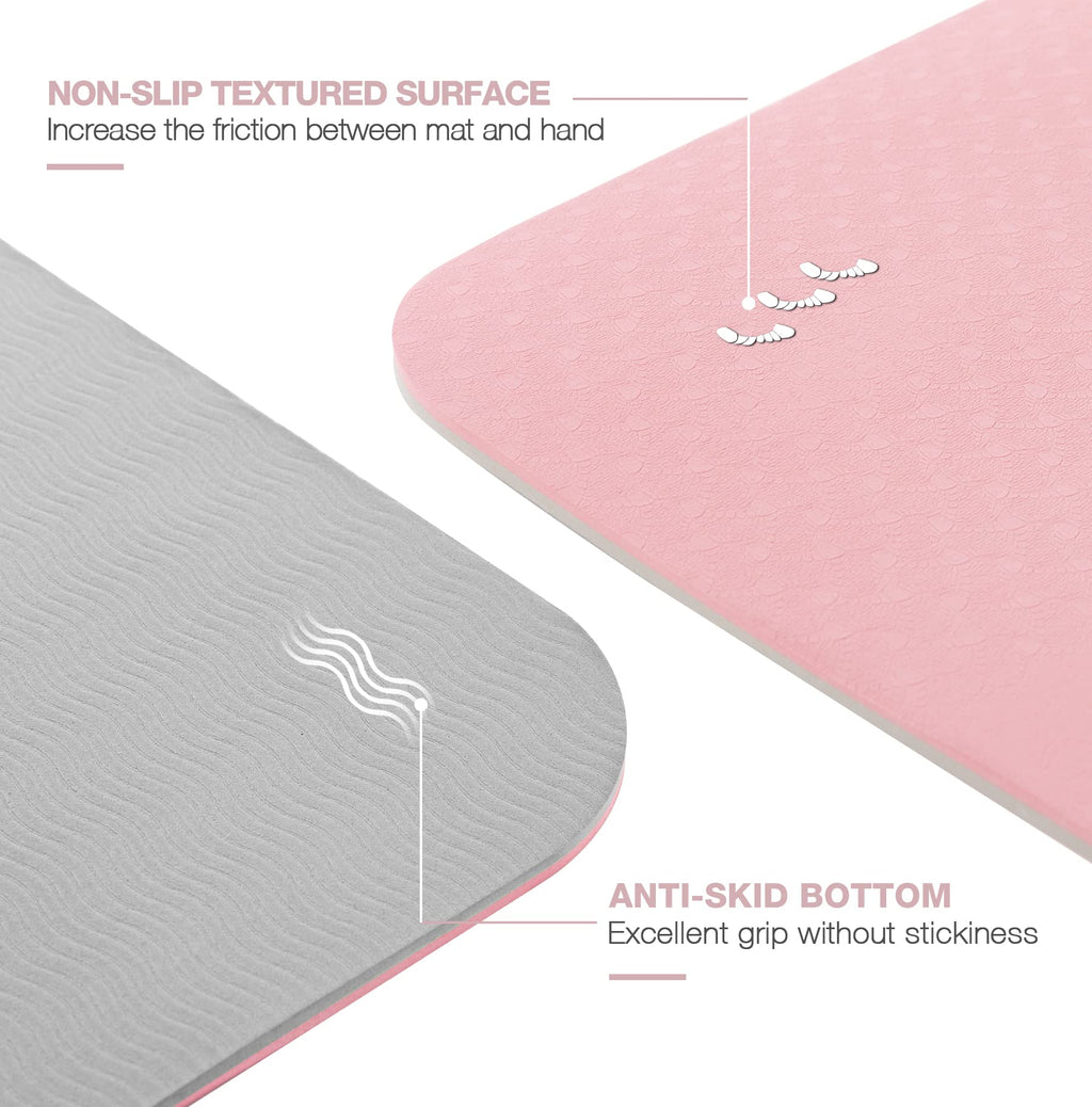 Non Slip, Pilates Fitness Mats, Eco Friendly, Anti-Tear 1/4'' Thick Yoga Mats For Women, Exercise Mats For Home Workout With Car