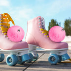 Sumind 2 Pieces Roller Skate Pom Poms With Bells For Women Girls Princess Fluffy Tie-On Roller Skate Pom Poms Fuzzy Pom Poms For