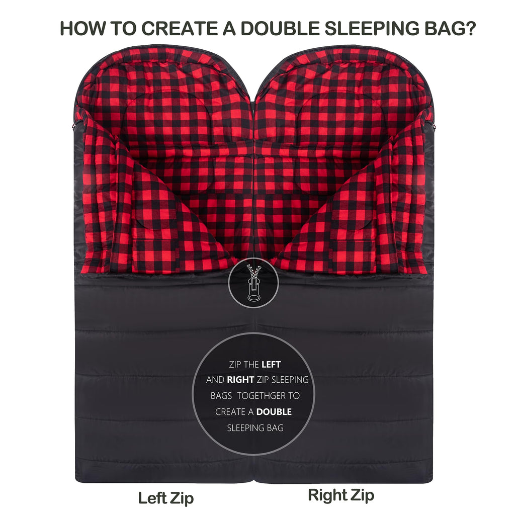 Hizynice Sleeping Bag Zero Degree Sleeping Bags For Adults Big And Tall Winter Cold Weather Camping Xxl Extra Large Wide,Black L