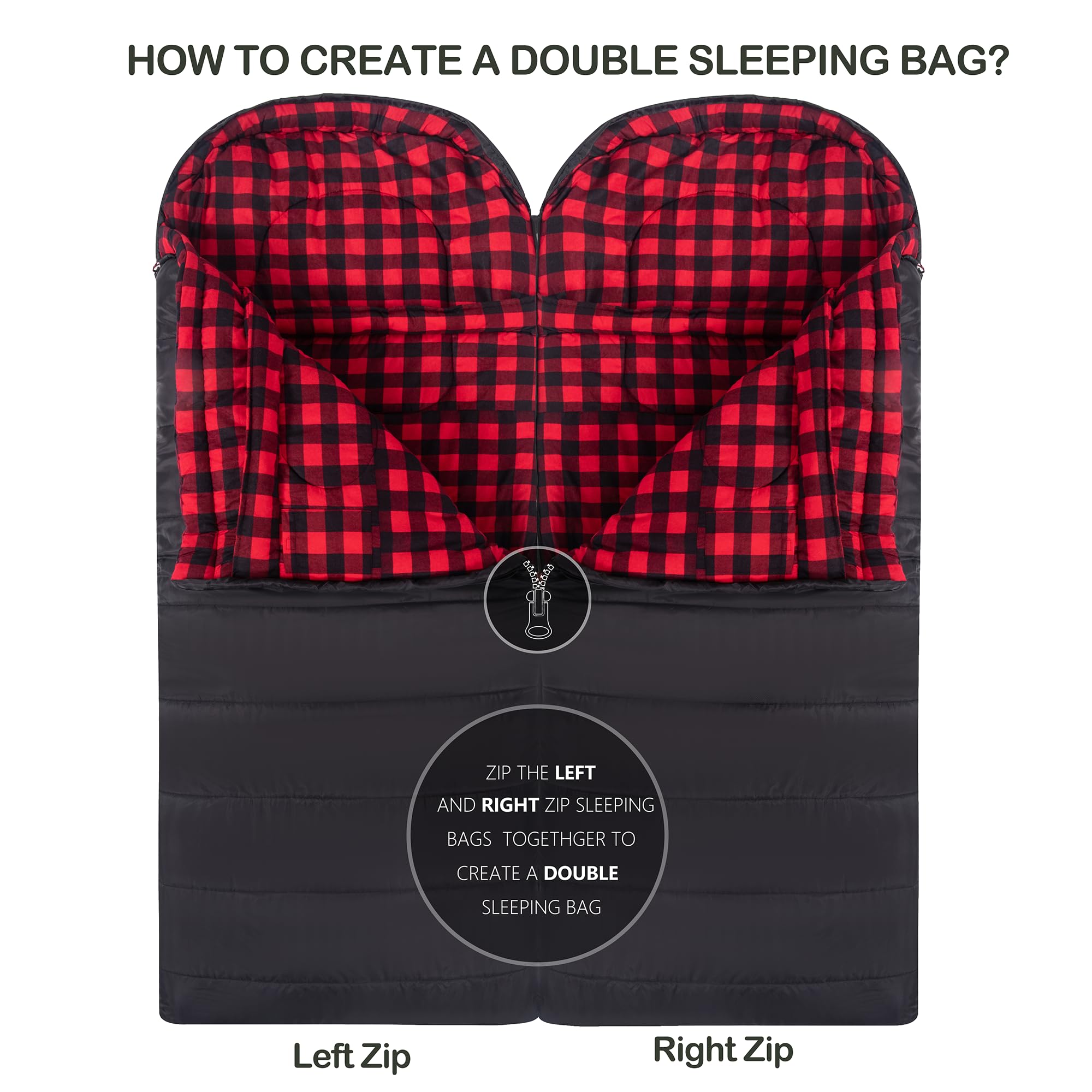 Hizynice Sleeping Bag Zero Degree Sleeping Bags For Adults Big And Tall Winter Cold Weather Camping Xxl Extra Large Wide,Black L