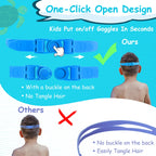 Vvinca Kids Swim Goggles, Wide View Anti-Fog Quick Adjustable Strap Swim Mask With Ear Clip Nose Clip For Child Swimming Lesson,