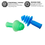 Tyr Ergo Flex Ear Plugs-4Pk Swimming Equipment, Blue/Green, All