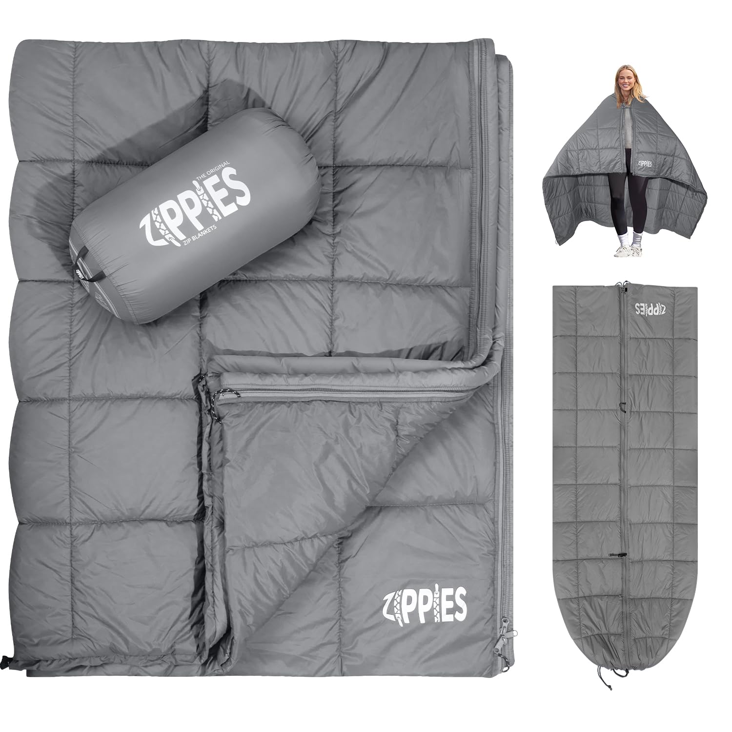 Zippies 3M Thinsulate Insulation Puffy Camping Blanket For Cold Weather, Queen Size Warm Camping Quilt With Zipper, Waterproof O