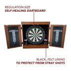 Hathaway Farmington Dartboard And Cabinet Set - Includes 18-In Dartboard, Steel-Tip Darts, Chalk Scoreboards - Perfect For Famil