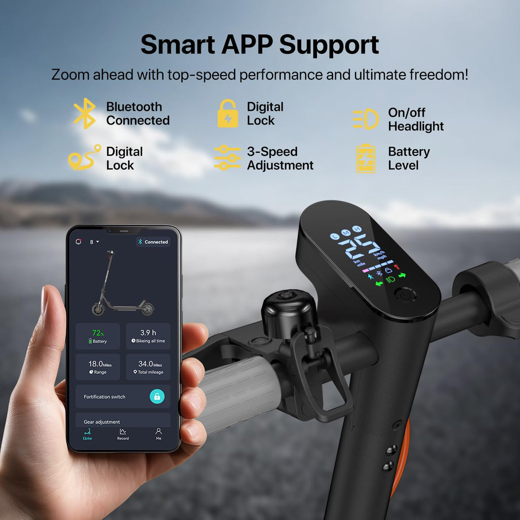 MEGAWHEELS Electric Scooter,Electric Scooter Adults with Front Suspension,8.5in Solid Tires,300W Motor,15.5mph E Scooter with Sm