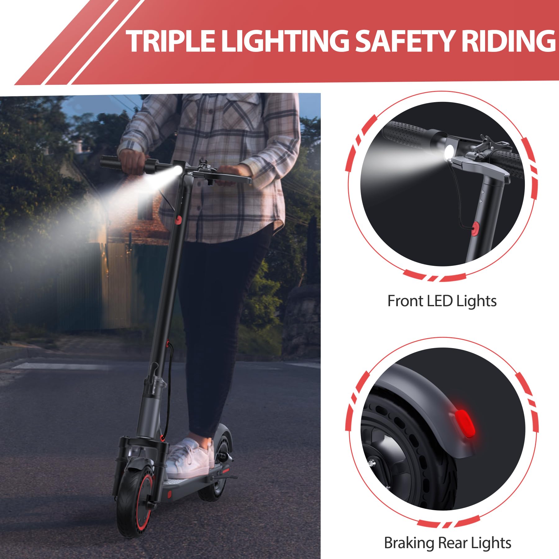 Electric Scooter for Adults, 8.5/10/14 Tires, 19/22Mph, 350W/500W Motor, 21-28 Miles Range, Folding E-Scooter with Dual Suspensi