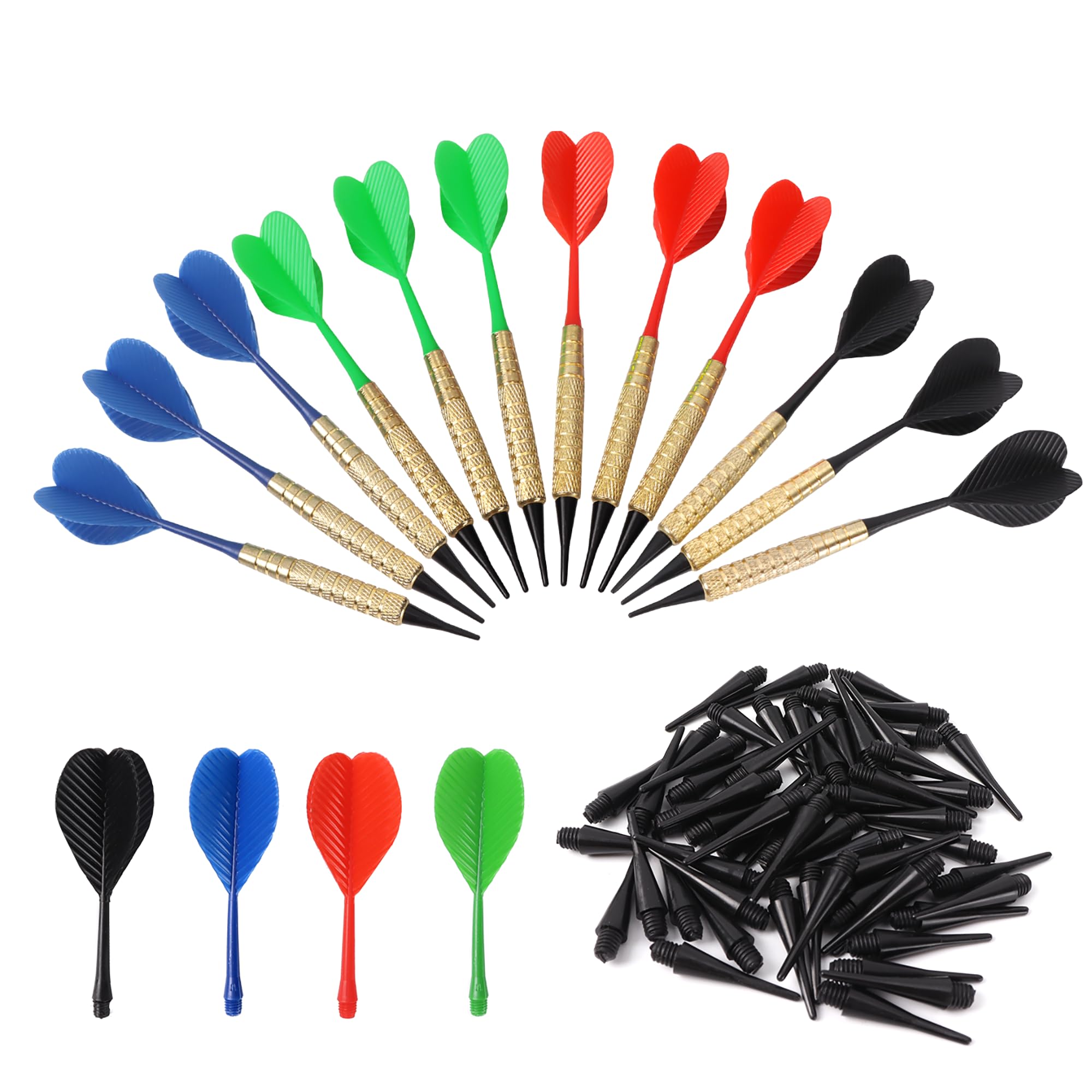 Gse 12 Pcs Soft Tip Darts, Bar Dart, Plastic Tip Darts For Electronic Dart Board. Plus 60 Free Dart Tips