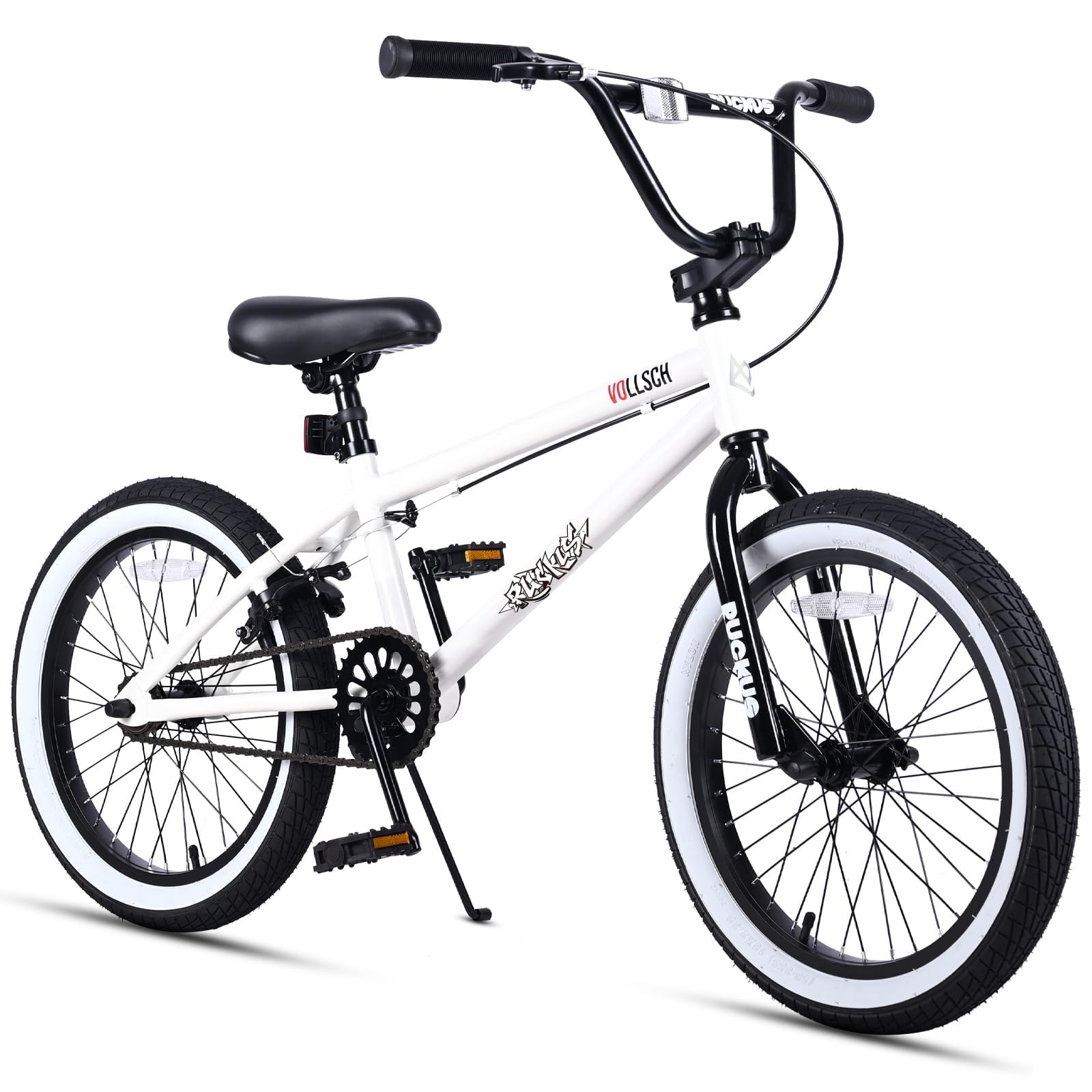 vollsch Freestyle BMX Bikes 18 Inch Kids Bicycle for 6-12 Years Old Teens, Boys, Girls, Beginner-Lever Riders, White