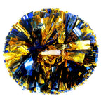 Lovecheer 2Pcs Pom Poms Cheerleading Blue And Gold Metallic Cheer Pom Poms With Baton Handle For Sports Team Spirit Party Cheeri