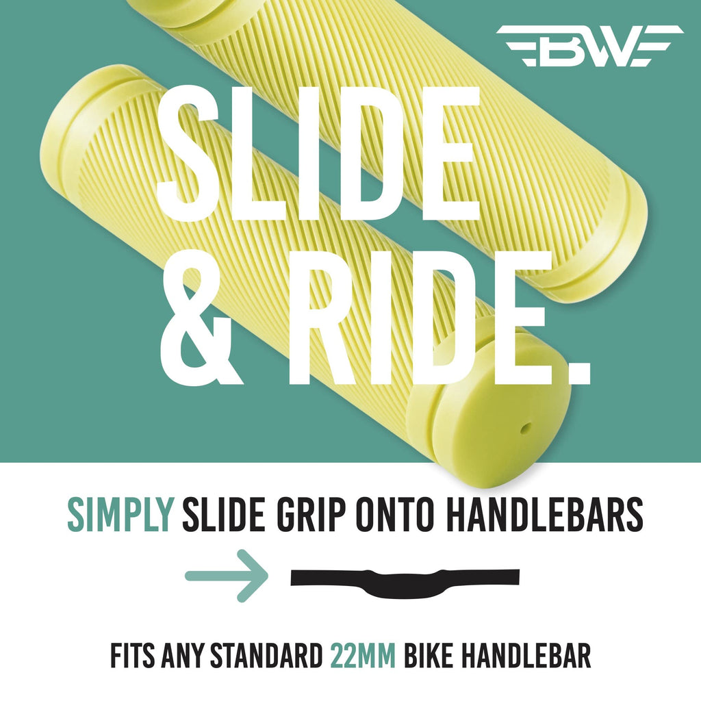 Bw Mtb Bike Grips - Comfortable And Grippy 130Mm Bicycle Handlebar Grips - Black