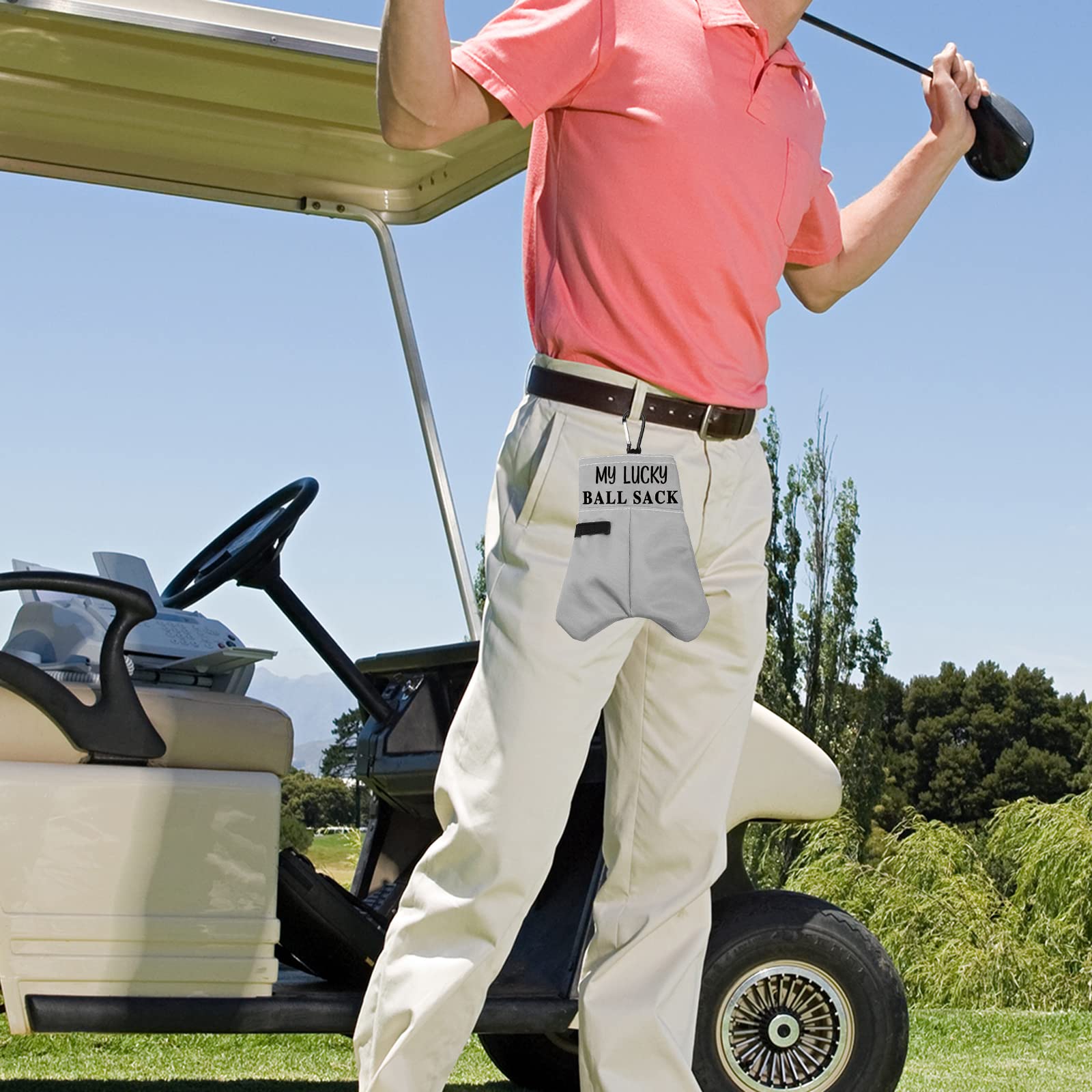 Blupark Funny Golf Ball Pouch My Lucky Ball Sack Golf Ball Storage Bag For Uncle Dad Grandpa (My Lucky Ball Sack)