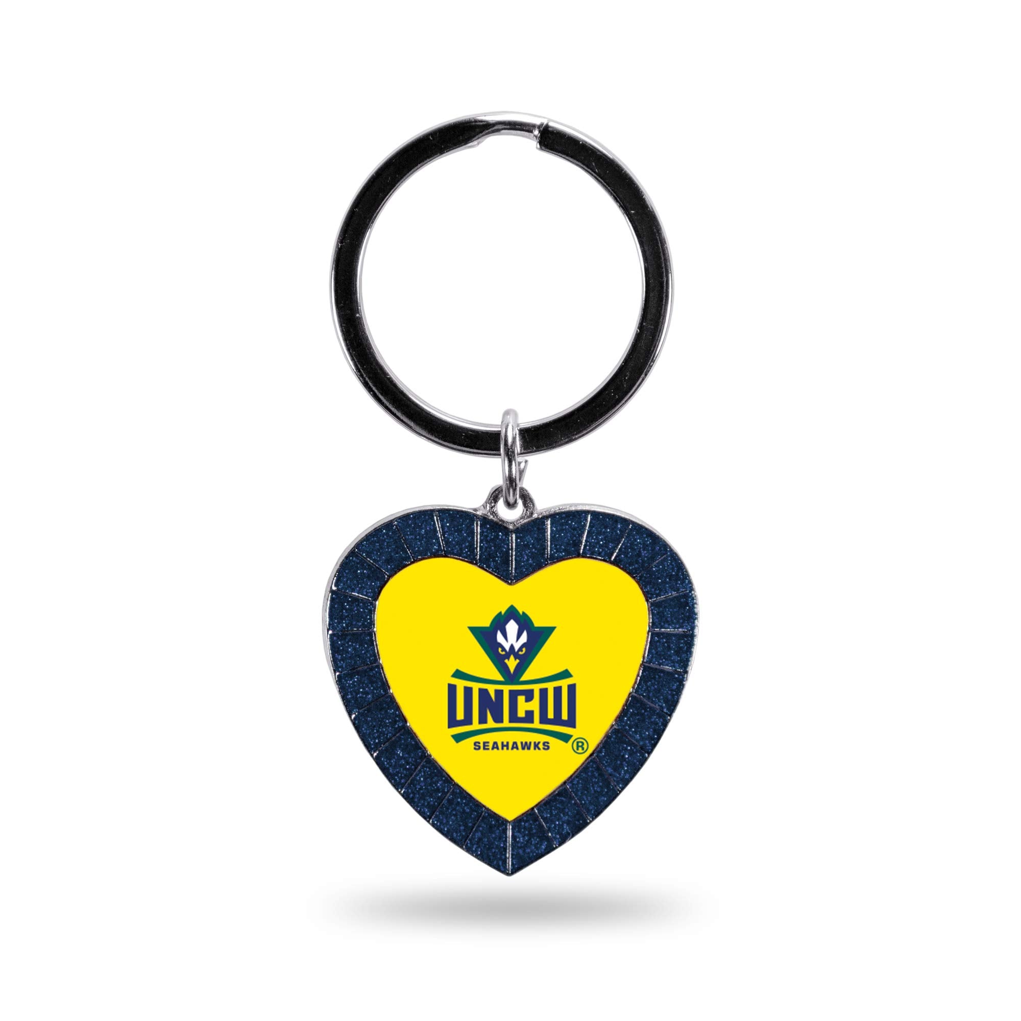 Rico Industries Ncaa Unc Wilmington Seahawks Ncaa Rhinestone Heart Colored Keychain, Navy, 3-Inches In Length