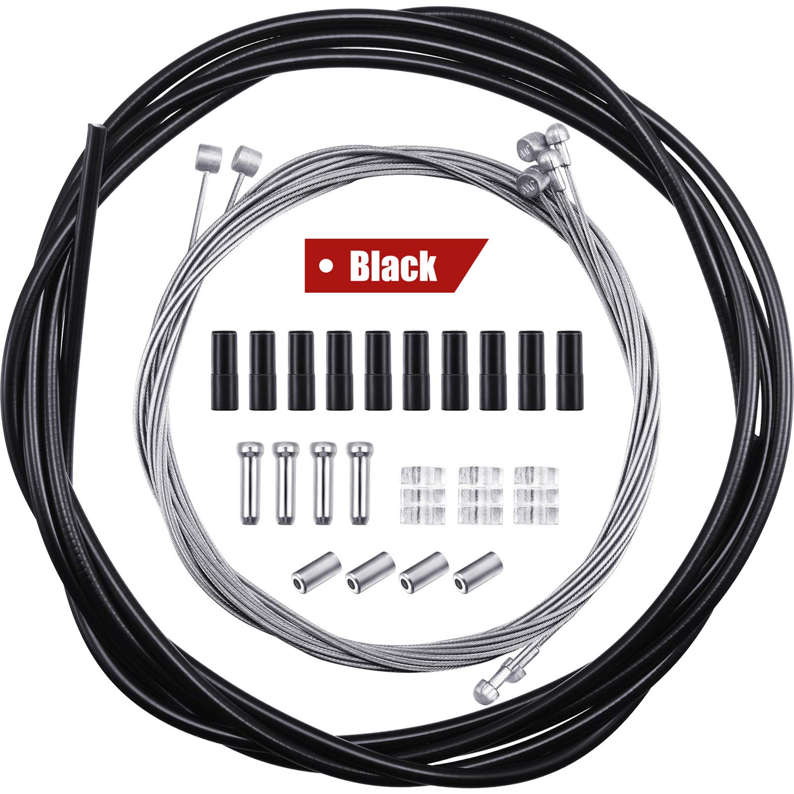 Boao 4 Pack Bike Brake Cable for Bicycles Universal Mountain Bicycle Shift Cable Kit Road Bike Change Transmission Set Black Cyc