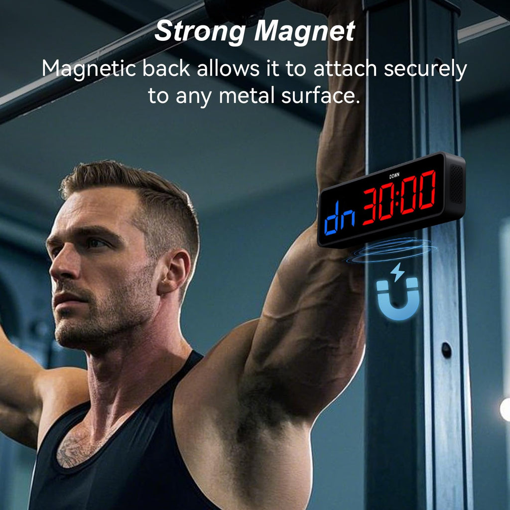 Acedeck Portable Gym Timer Clock: Fitness Digital Clock With Strong Magnet - Remote Control For Fitness Enthusiasts - Powerful B