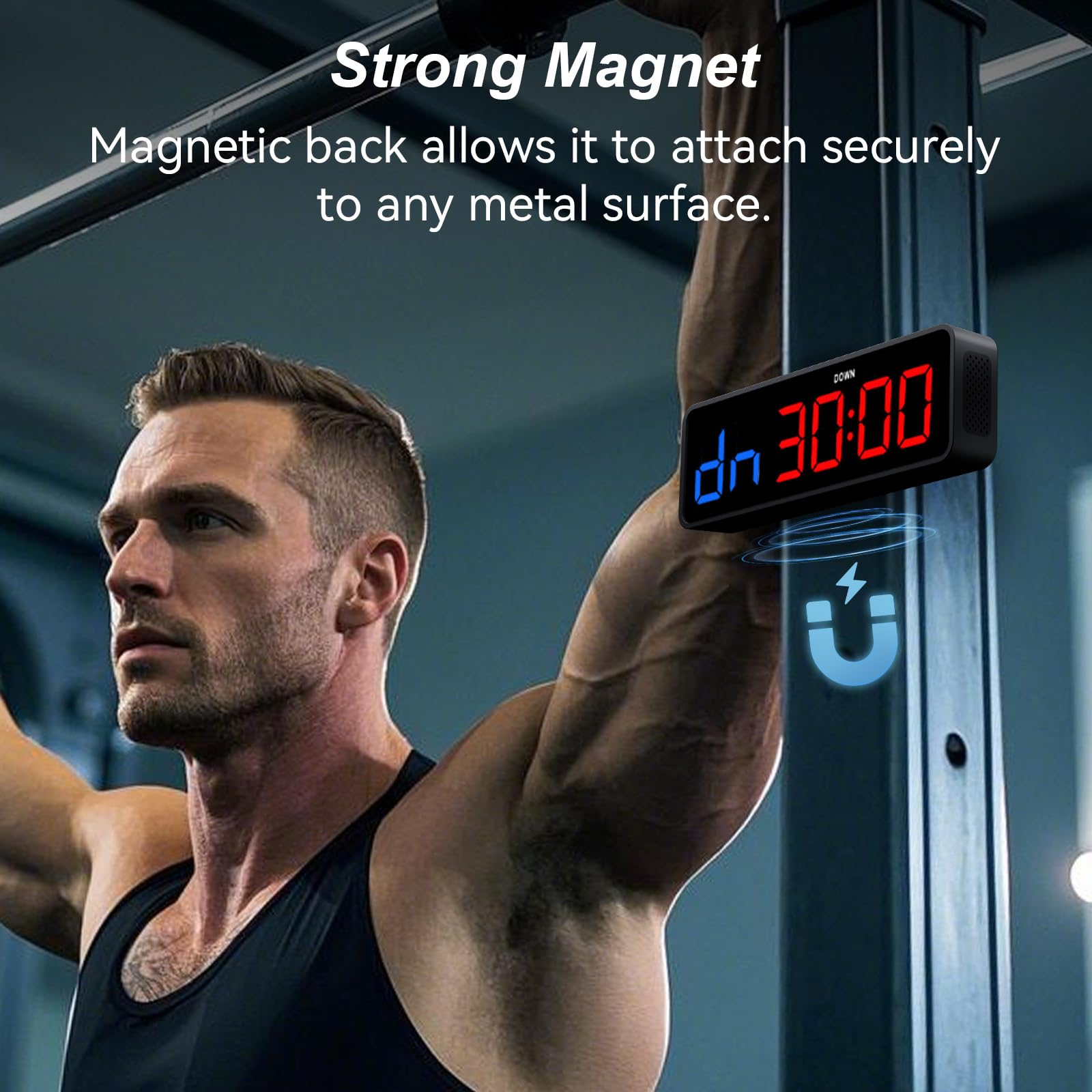 Acedeck Portable Gym Timer Clock: Fitness Digital Clock With Strong Magnet - Remote Control For Fitness Enthusiasts - Powerful B