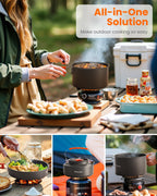 Fitense 22Pcs Camping Cookware Mess Kit For 2, Lightweight Camping Kitchen Pots And Pans Set, Portable Camping Essentials For Ba