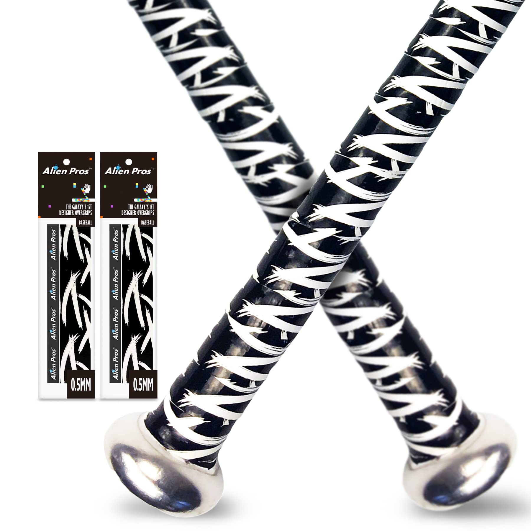Alien Pros Bat Grip Tape For Baseball 0.5 Mm (2 Pack, Hyperplanes) - Precut And Pro Quality Bat Tape - Wrap Your Bat For An Epic
