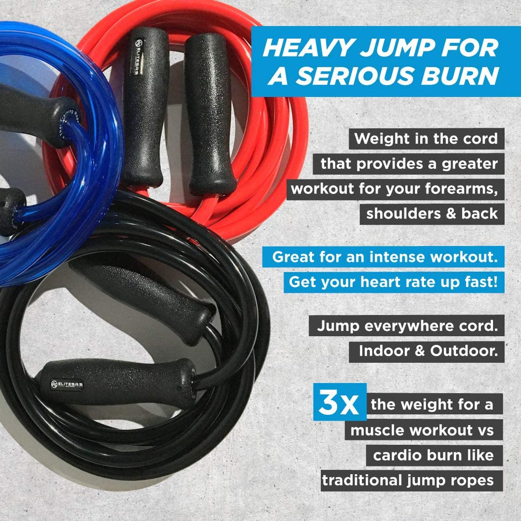 Elitesrs, Muay Thai 2.0 Weighted Jump Rope - Heavy 1.3Lb Pvc Drag Rope (10Ft)