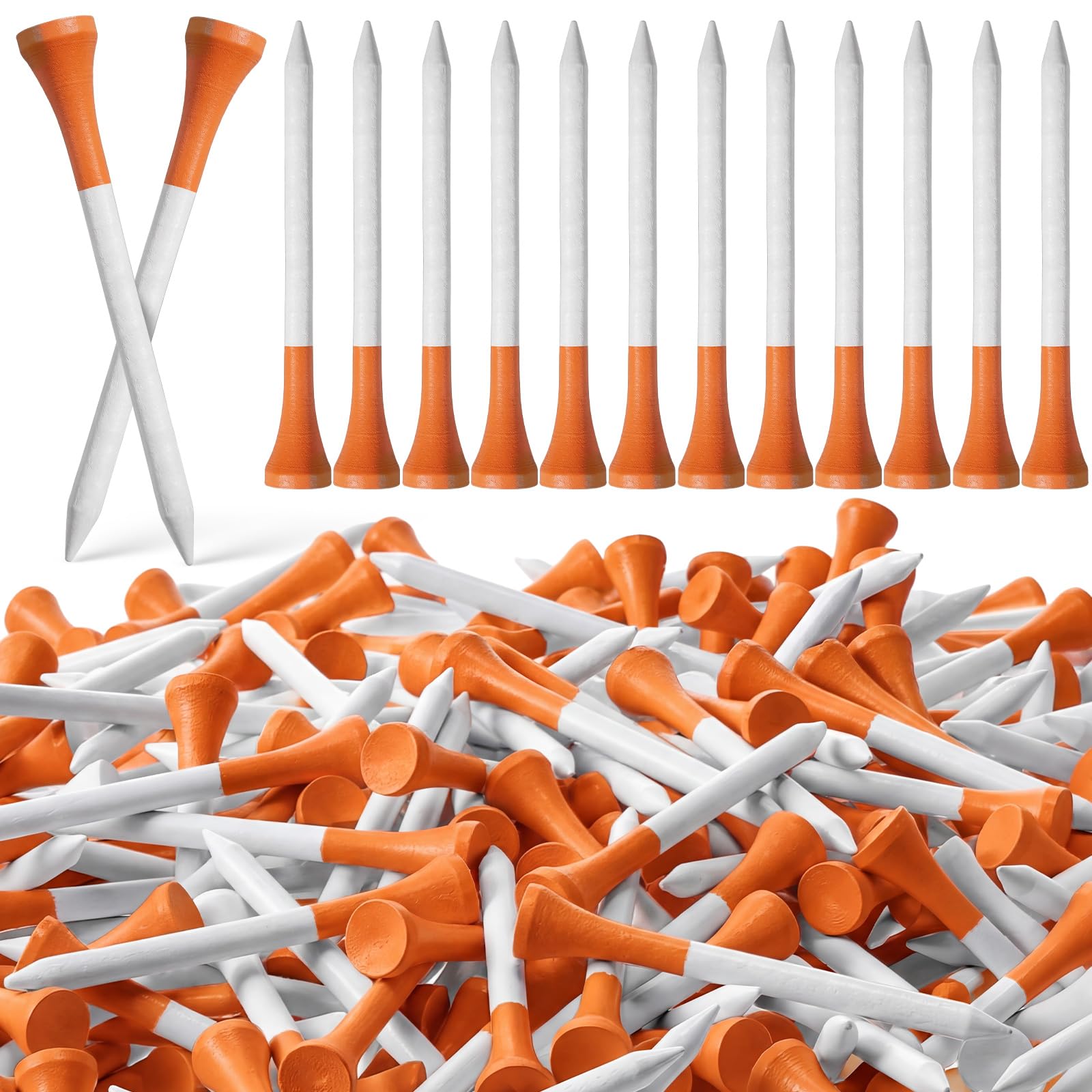 Mudder 100 Pack Golf Tees Bulk Wooden Bamboo Golf Tees Multicolor Wood for Men Balls Accessories (3-1/4 Inch,Orange,White)