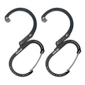Gear Aid Heroclip Carabiner Clip And Hook (Large) For Camping, Backpack, Organization, And Garage, Stealth Black, 2 Pack