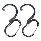Gear Aid Heroclip Carabiner Clip And Hook (Large) For Camping, Backpack, Organization, And Garage, Stealth Black, 2 Pack