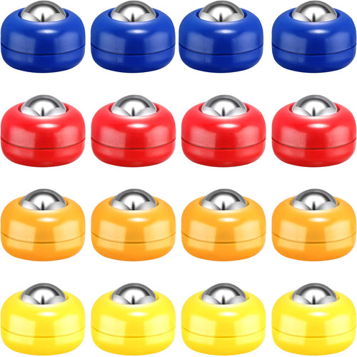 16 Pieces Mini Shuffleboard Replacement Pucks Tabletop Equipment Rollers Set Shuffleboard Curling Accessories (Red, Blue, Orange