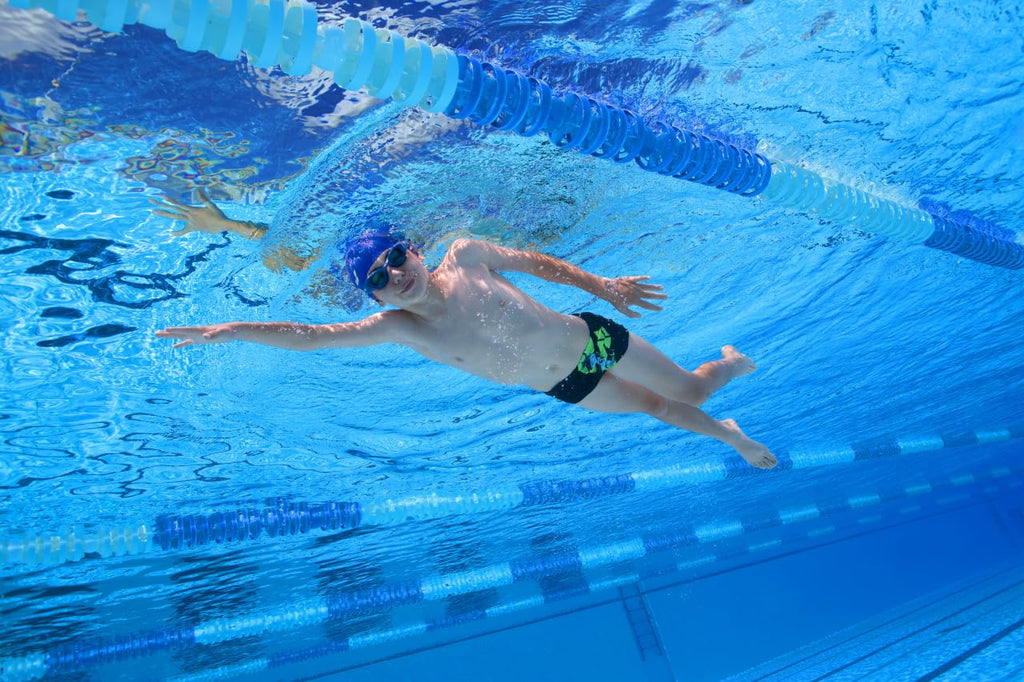 Arena Tracks Jr Youth Swim Goggles, Violet/Fuchsia/Green, Mirror Lens