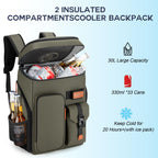 Insulated Cooler Backpack,33 Cans Multifunctional Double Deck Leakproof Cooler Bag With Sternum Strap,Large Capacity Lightweight
