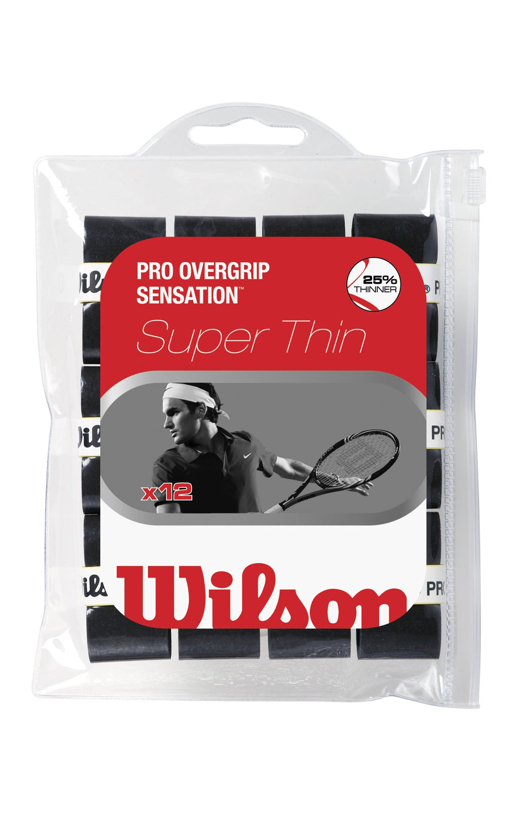 Wilson Sporting Goods Pro Sensation Tennis Racket Grip (Pack Of 12), Black