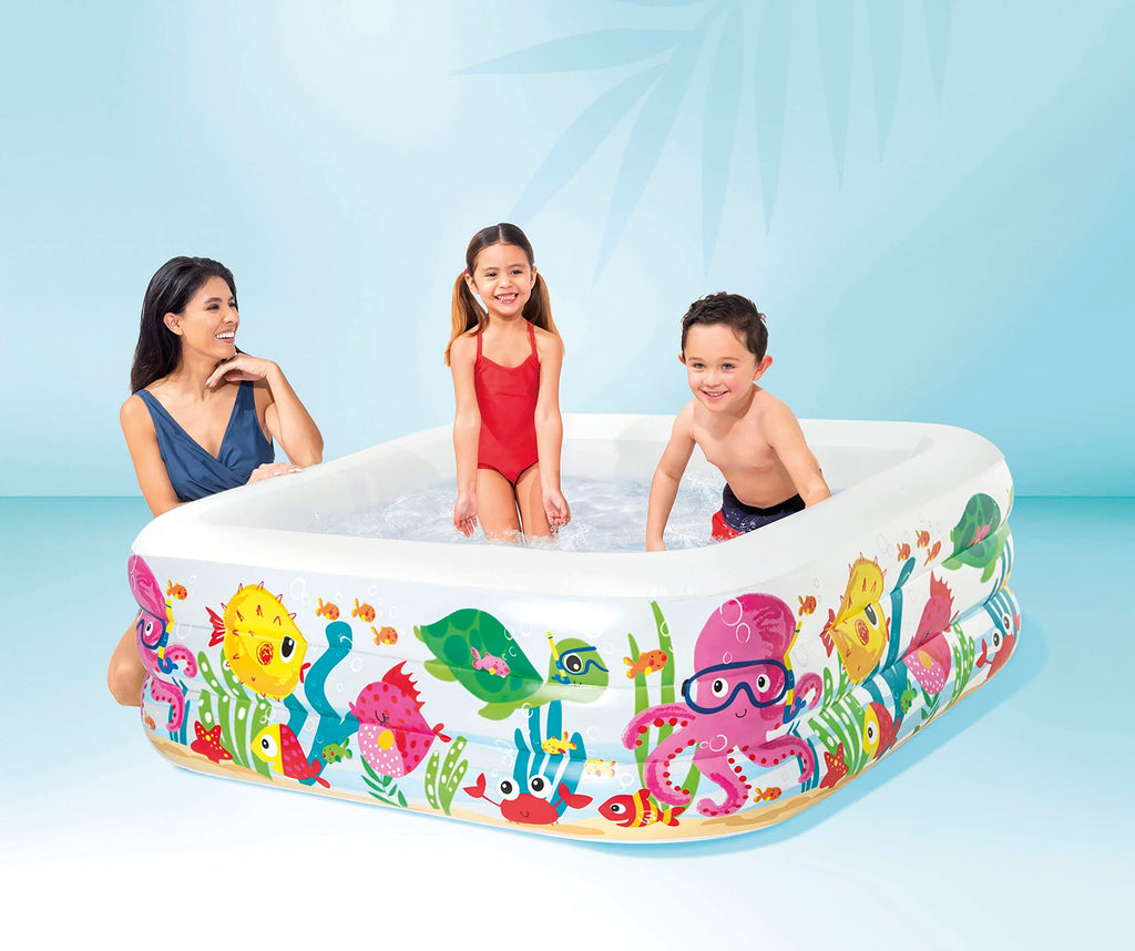 Intex Swim Center Clearview Aquarium Inflatable Pool, 62.5'' X 62.5'' X 19.5'', For Ages 3+