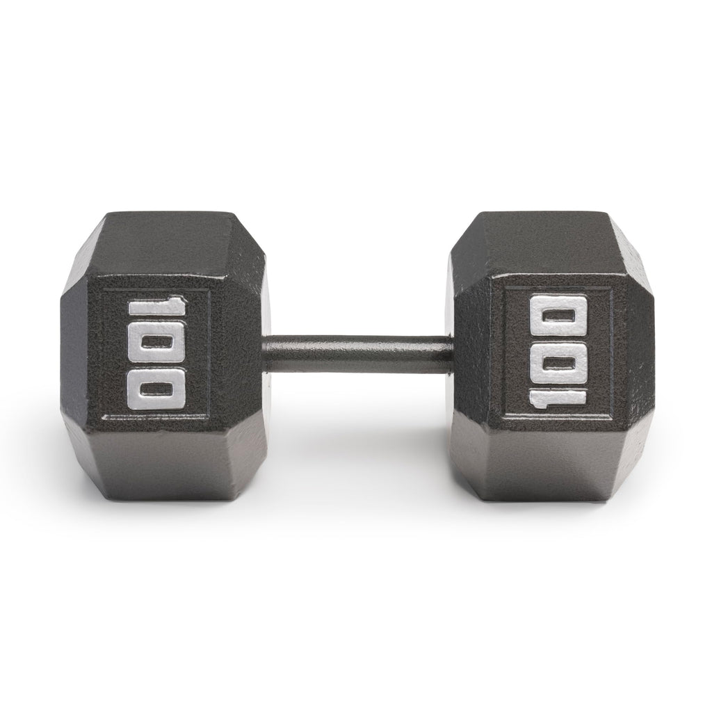 Marcy 100lb Cast Iron Hex Dumbbell, Single, IV-2100, Black, 100lbs